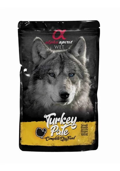 Comida Húmeda Perro Adulto Alpha Spirit Wet Dog Pouch Paté de Pavo 100 gr