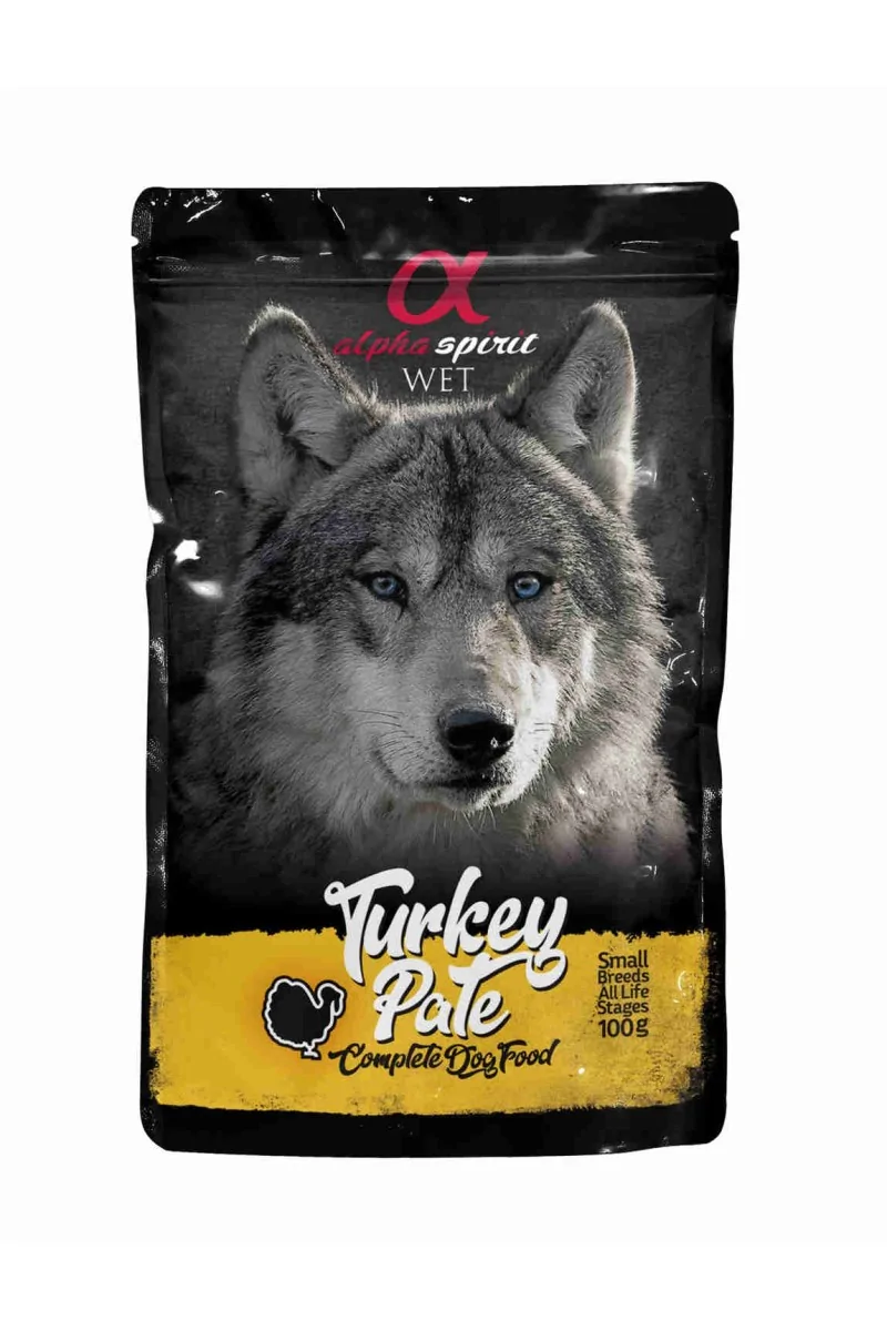 Comida Húmeda Perro Adulto Alpha Spirit Wet Dog Pouch Paté de Pavo 100 gr