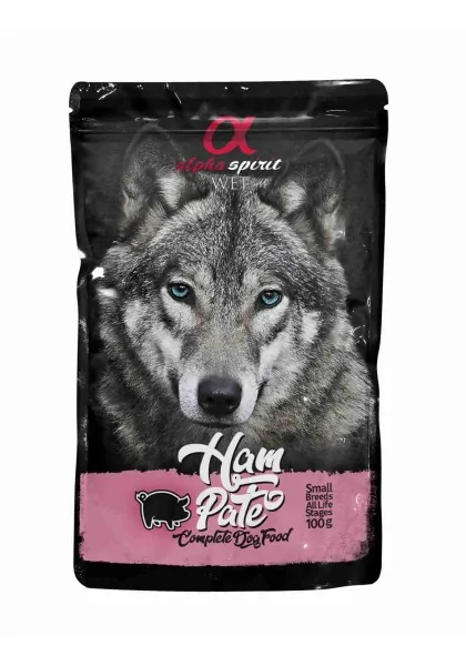 Comida Húmeda Perro Adulto Alpha Spirit Wet Dog Pouch Paté de Jamón 100 gr