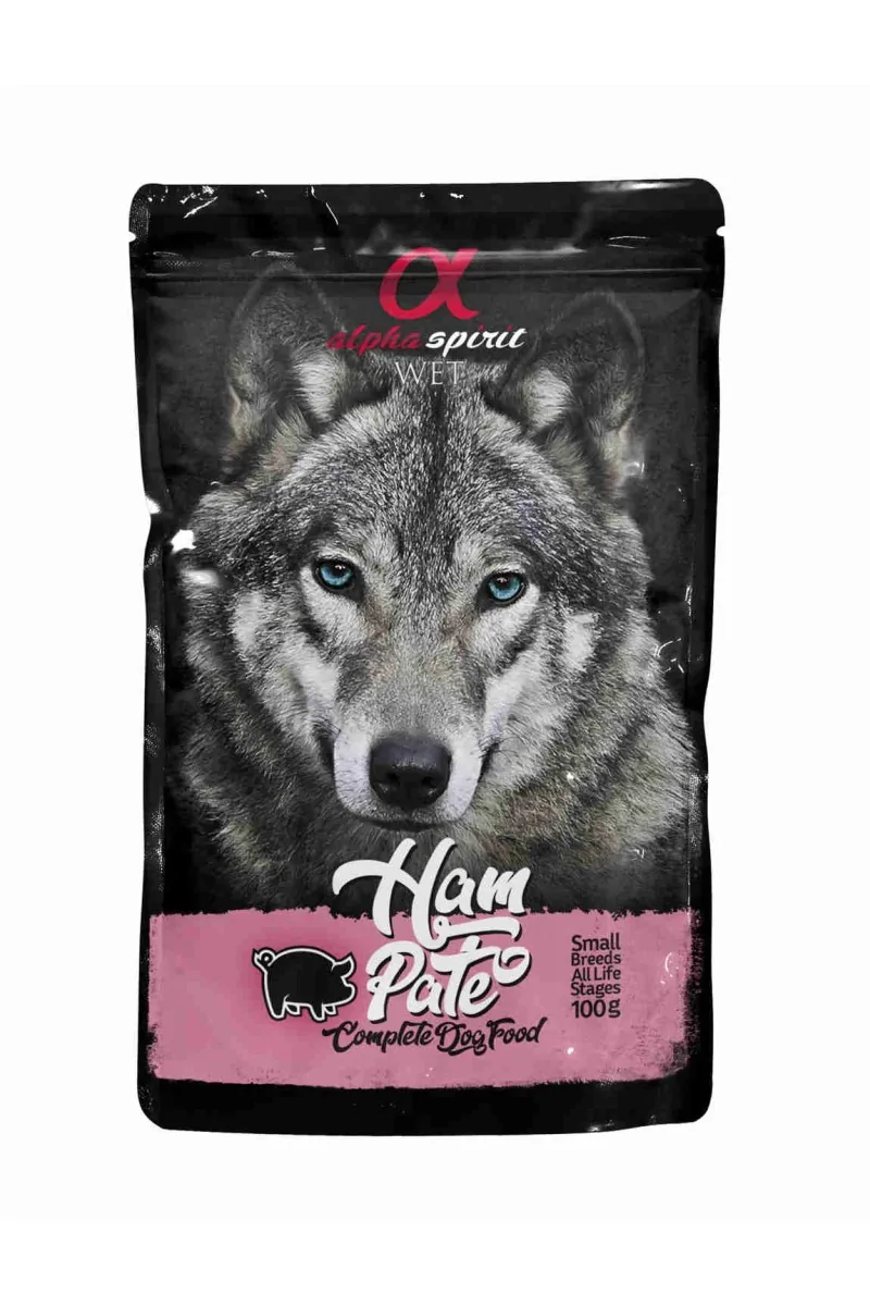 Comida Húmeda Perro Adulto Alpha Spirit Wet Dog Pouch Paté de Jamón 100 gr