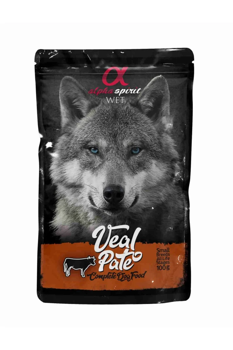 Comida Húmeda Perro Adulto Alpha Spirit Wet Dog Pouch Paté de Ternera 100 gr