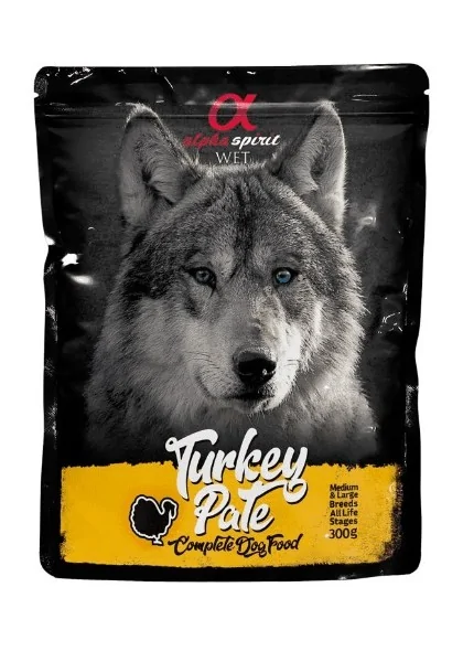 Comida Húmeda Perro Adulto Alpha Spirit Wet Dog Pouch Paté de Pavo 300 gr