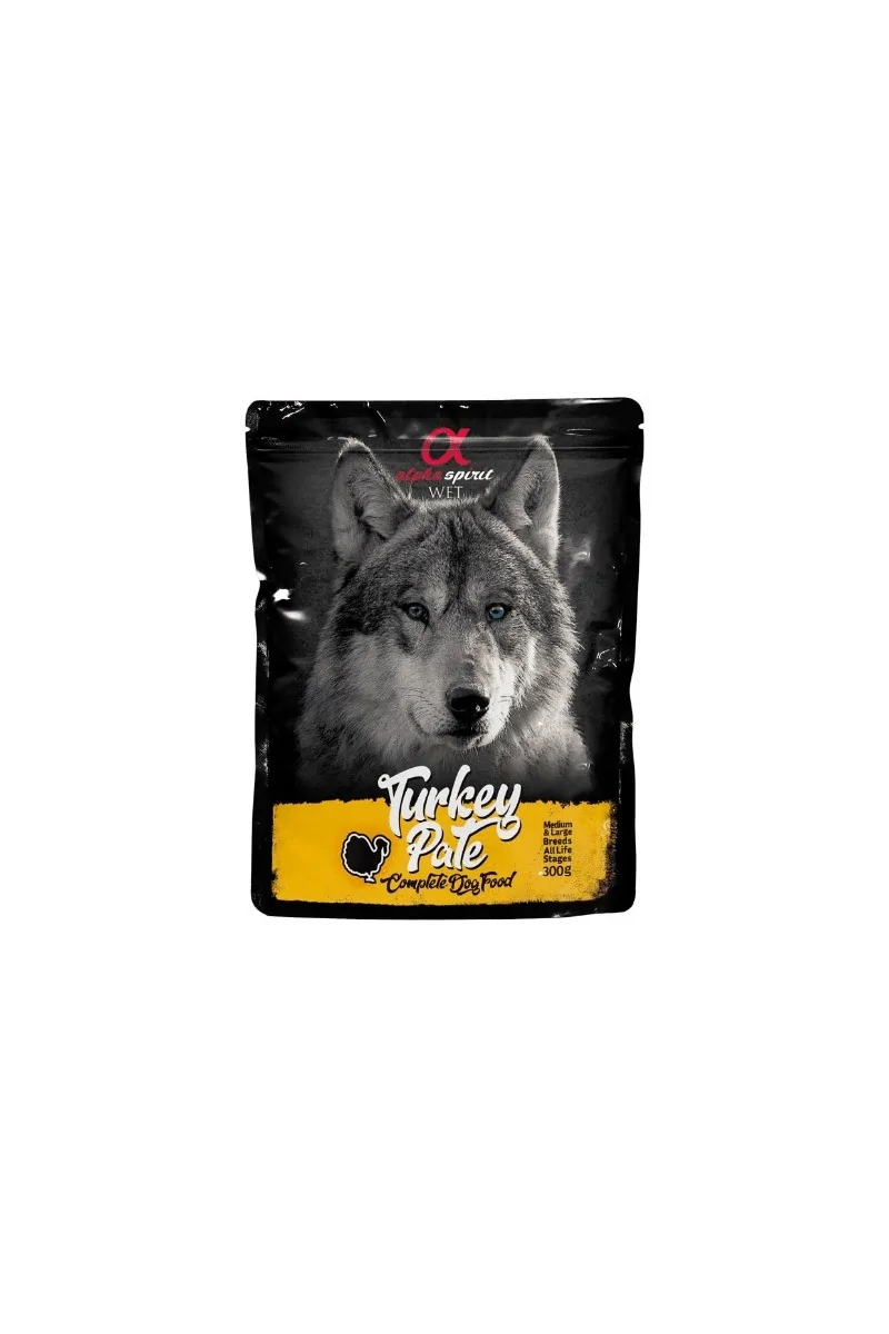 Comida Húmeda Perro Adulto Alpha Spirit Wet Dog Pouch Paté de Pavo 300 gr