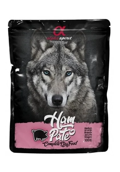 Comida Húmeda Perro Adulto Alpha Spirit Wet Dog Pouch Paté de Jamón 300 gr