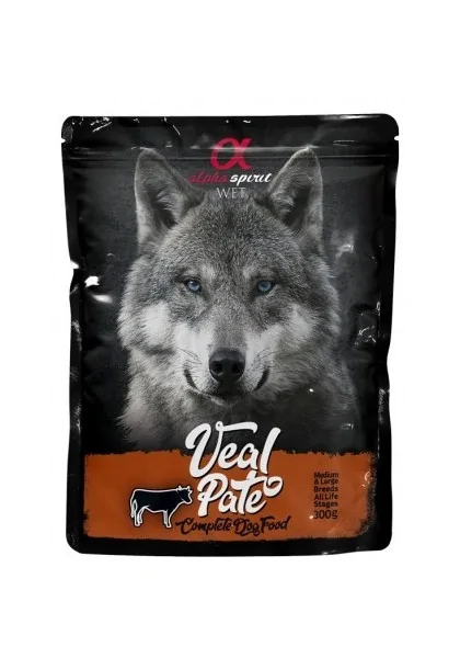 Comida Húmeda Perro Adulto Alpha Spirit Wet Dog Pouch Paté de Ternera 300 gr