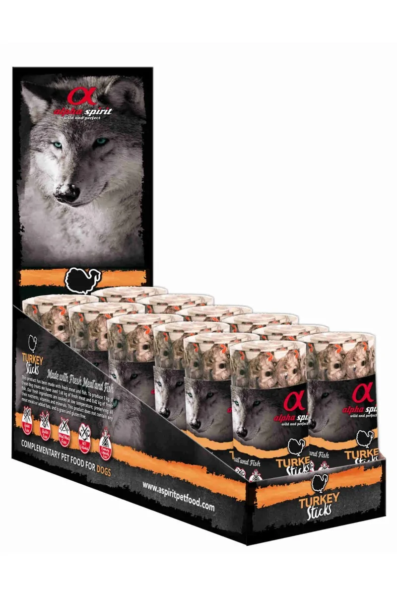 Suplemento Premio Perro  Alpha Spirit Barritas de Pavo Ristra 16 barritas