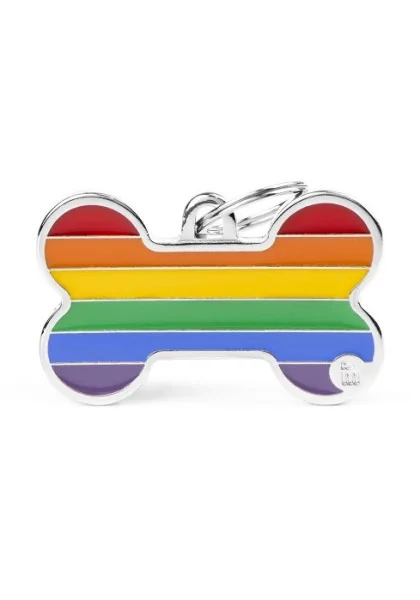 Chapas Perro  BH54XL Hueso Rainbow XL