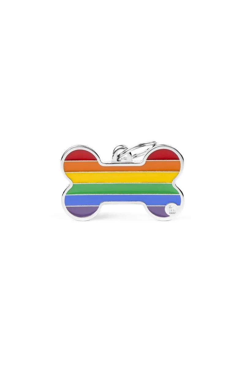 Chapas Perro  BH54XL Hueso Rainbow XL