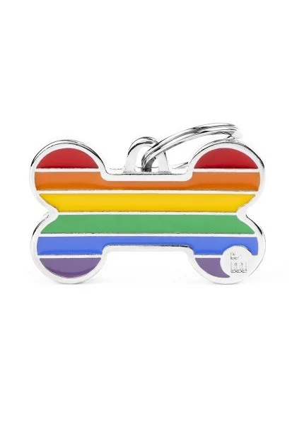 Chapas Perro  BH54 Hueso Rainbow L