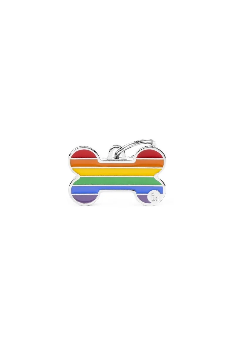 Chapas Perro  BH54 Hueso Rainbow L