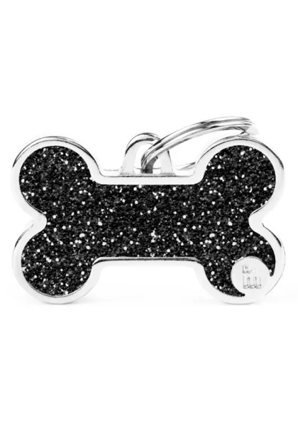 Chapas Perro  GL01BIGBLACKN Hueso Purpurina Gde Negro Nuevo Diseño