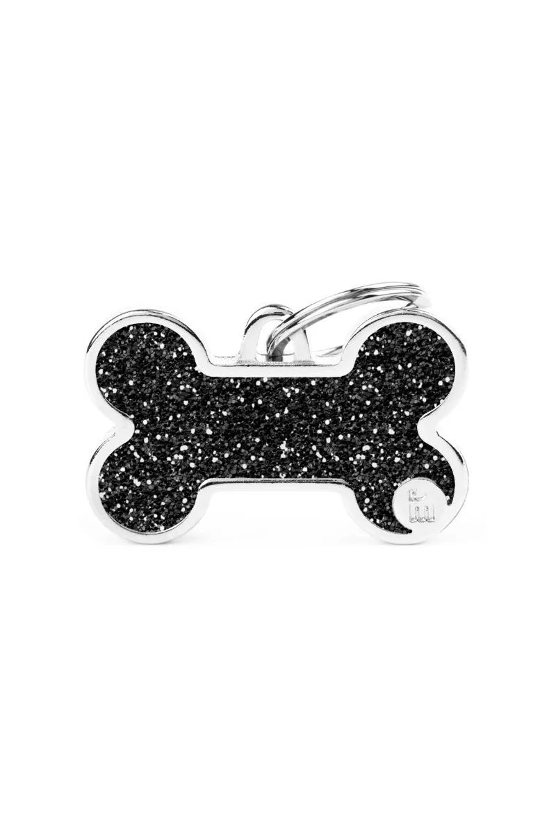 Chapas Perro  GL01BIGBLACKN Hueso Purpurina Gde Negro Nuevo Diseño