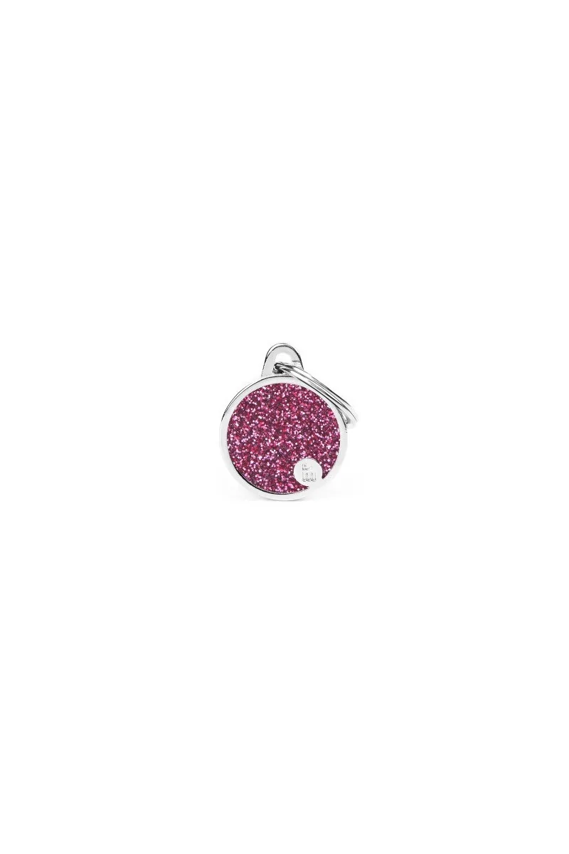 Chapas Perro  GL04SMALLPINKN Círculo Purpurina Peq Rosa Nuevo Diseño