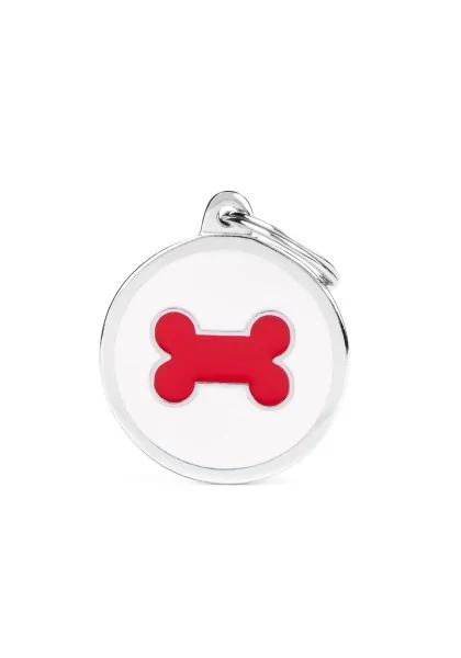 Chapas Perro  Ym02 Circulo Blanco Hueso Rojo