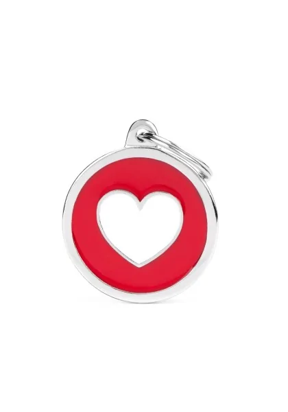 Chapas Gato,Perro  Ym03 Circulo Rojo Corazon Blanco