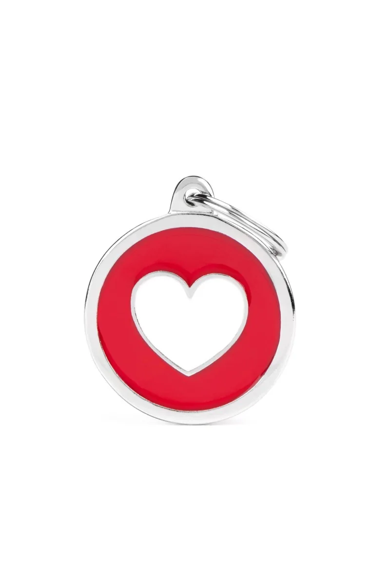 Chapas Gato,Perro  Ym03 Circulo Rojo Corazon Blanco