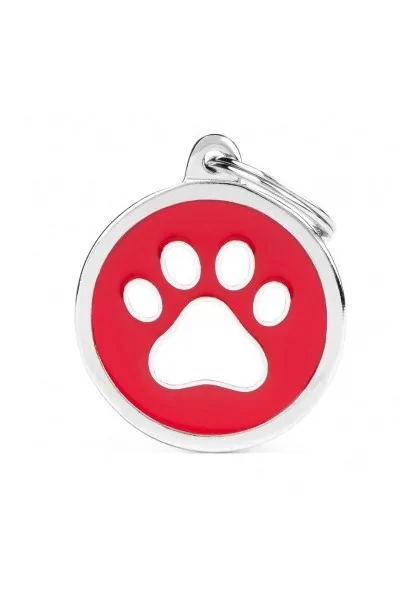 Chapas Gato,Perro  Ym05 Circulo Rojo Huella Blanca