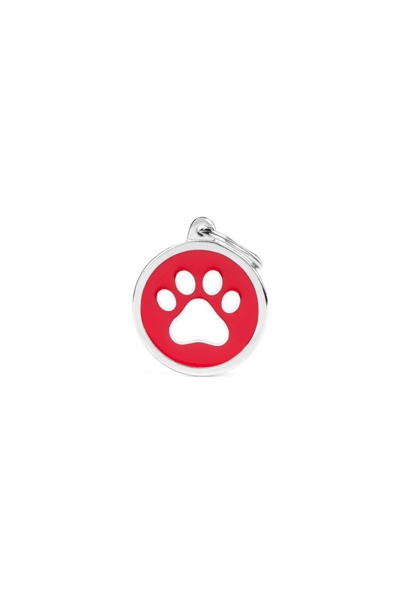 Chapas Gato,Perro  Ym05 Circulo Rojo Huella Blanca