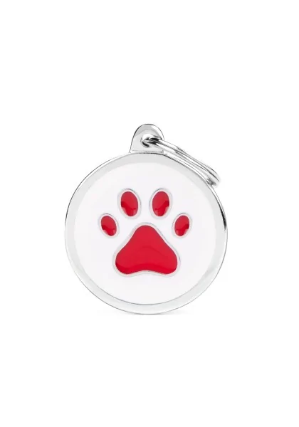 Chapas Gato,Perro  Ym06 Circulo Blanco Huella Roja