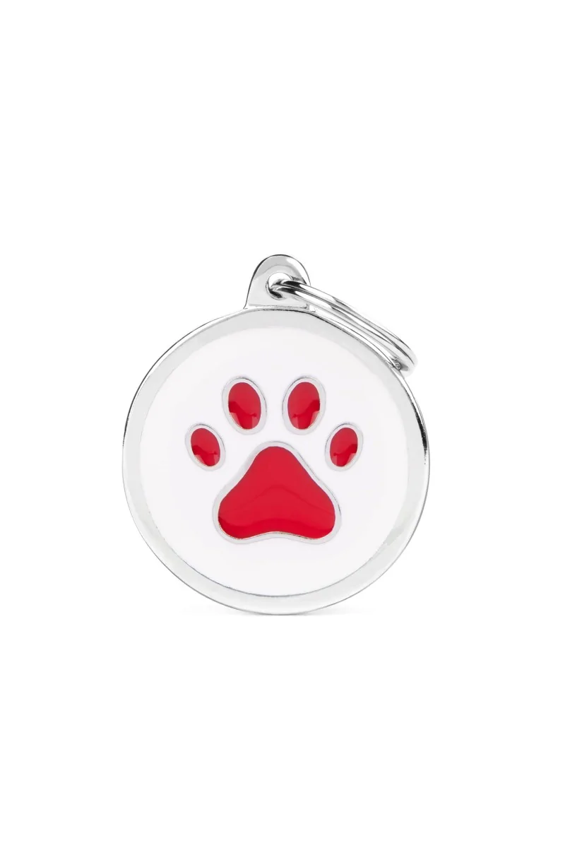 Chapas Gato,Perro  Ym06 Circulo Blanco Huella Roja