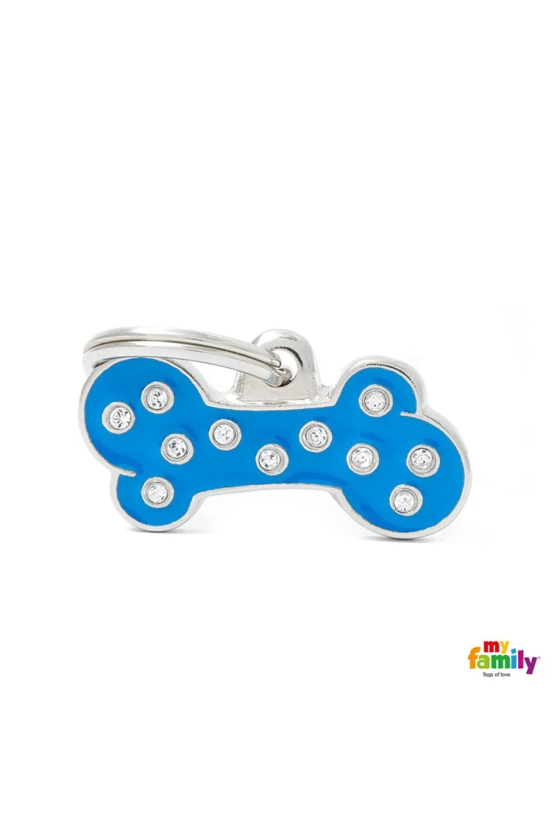 Chapas Perro  MFC02SMALLBLUE Hueso Brillantes Peq AZ *DX*