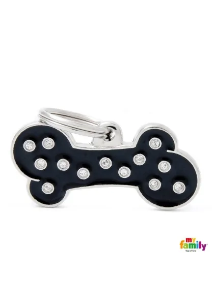 Chapas Perro  MFC02BIGBLACK Hueso Brillantes Gde NG *DX*