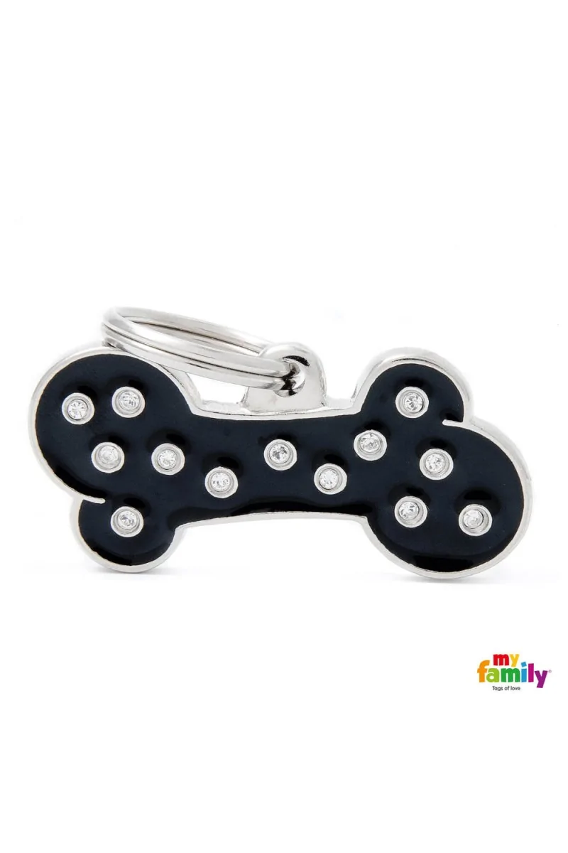 Chapas Perro  MFC02BIGBLACK Hueso Brillantes Gde NG *DX*