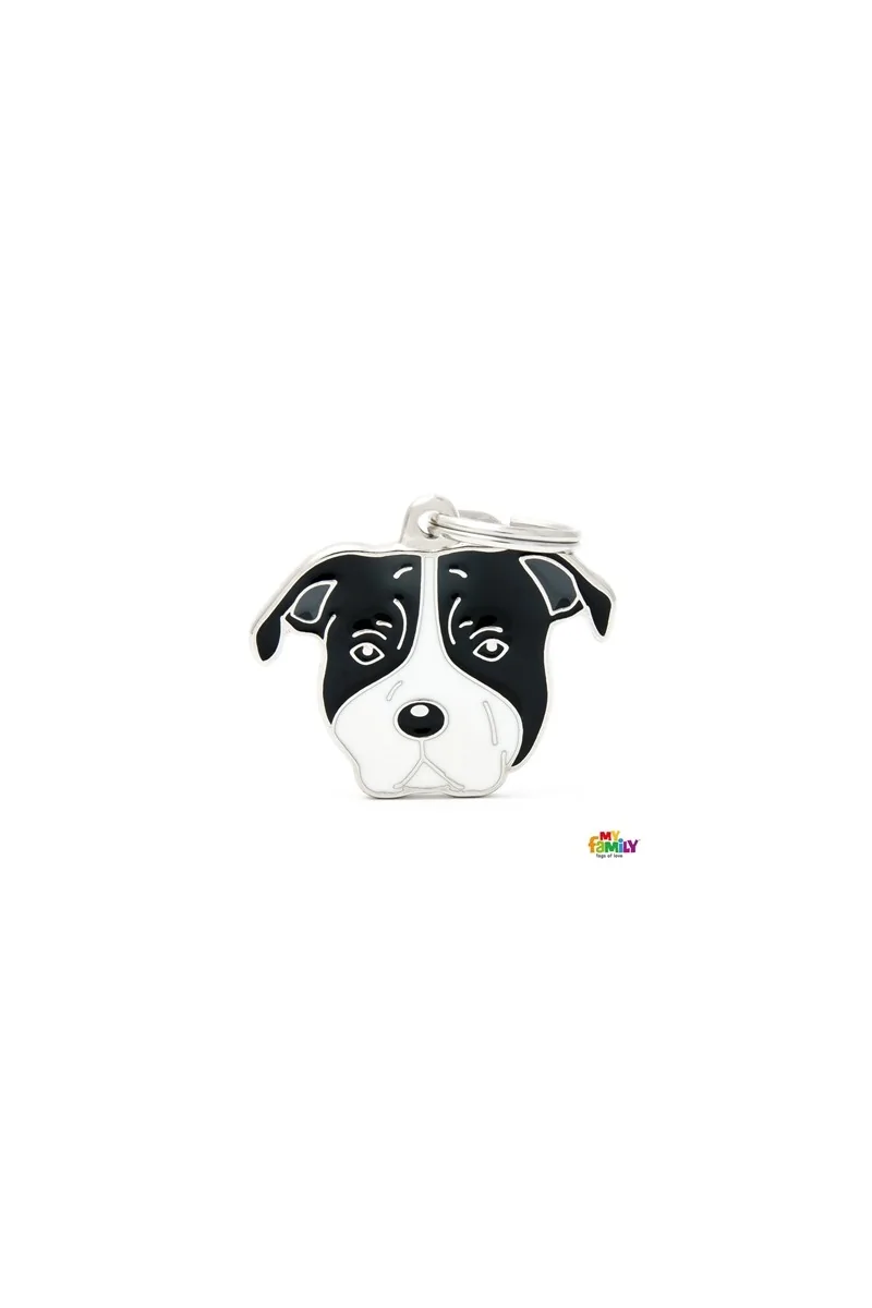 Chapas Perro  MF80WHITEBLACK American Stafford. Terrier BCO/NG