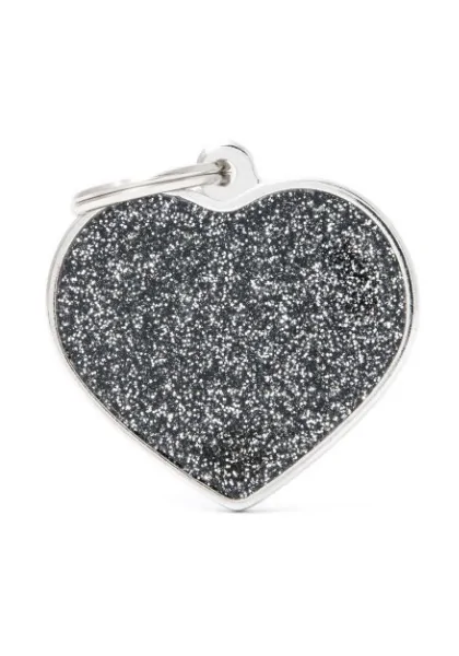 Chapas Perro  Gl03Black Corazón Purpurina Gde NG