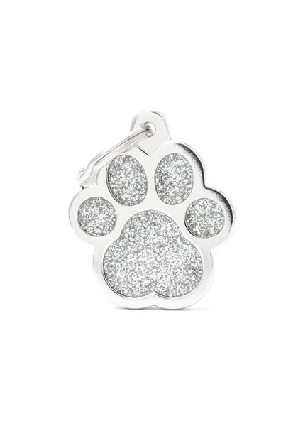 Chapas Gato,Perro  Gl02Bigrey Huella Purpurina Gde Gris