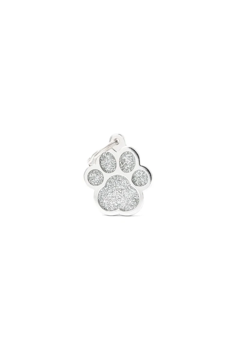 Chapas Gato,Perro  Gl02Bigrey Huella Purpurina Gde Gris