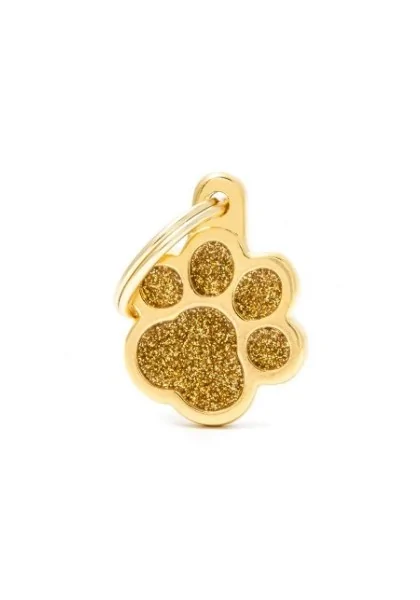 Chapas Gato,Perro  Gl02Gold Huella Purpurina Dorada