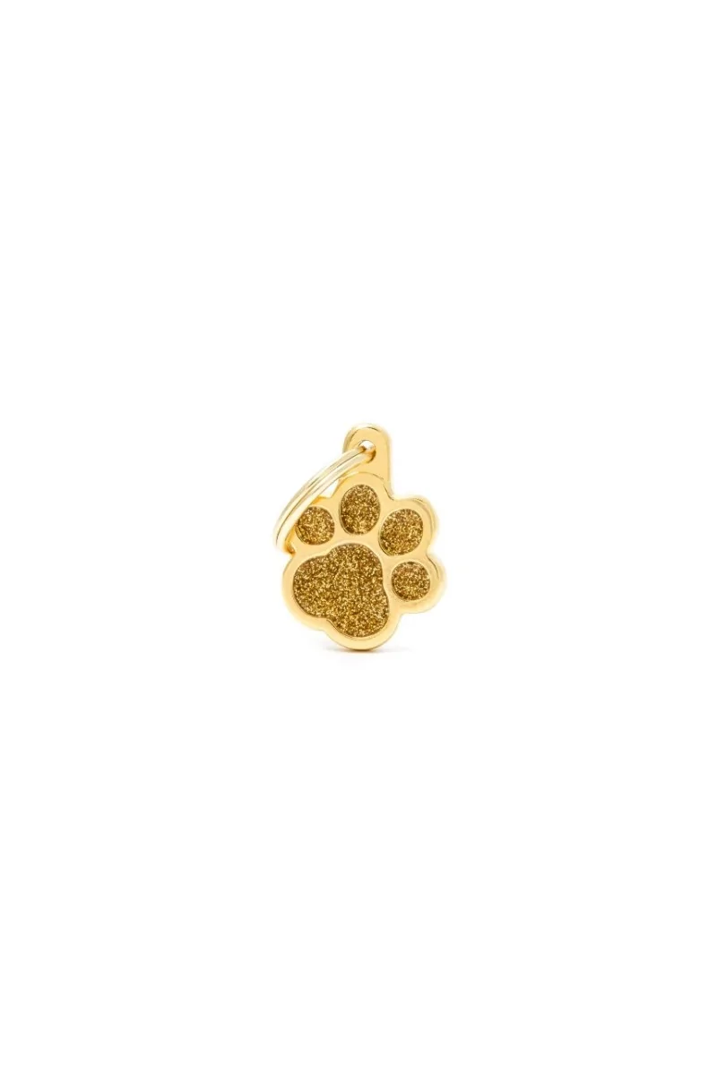 Chapas Gato,Perro  Gl02Gold Huella Purpurina Dorada