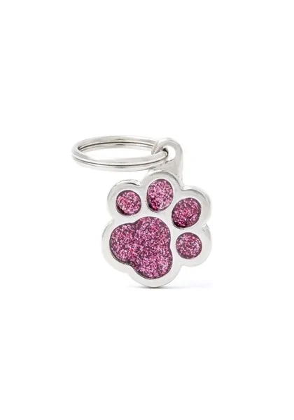 Chapas Gato,Perro  Gl02Pink Huella Purpurina Rosa