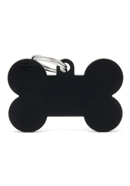 Chapas Perro  MFXL05 Hueso Aluminio XL Negro