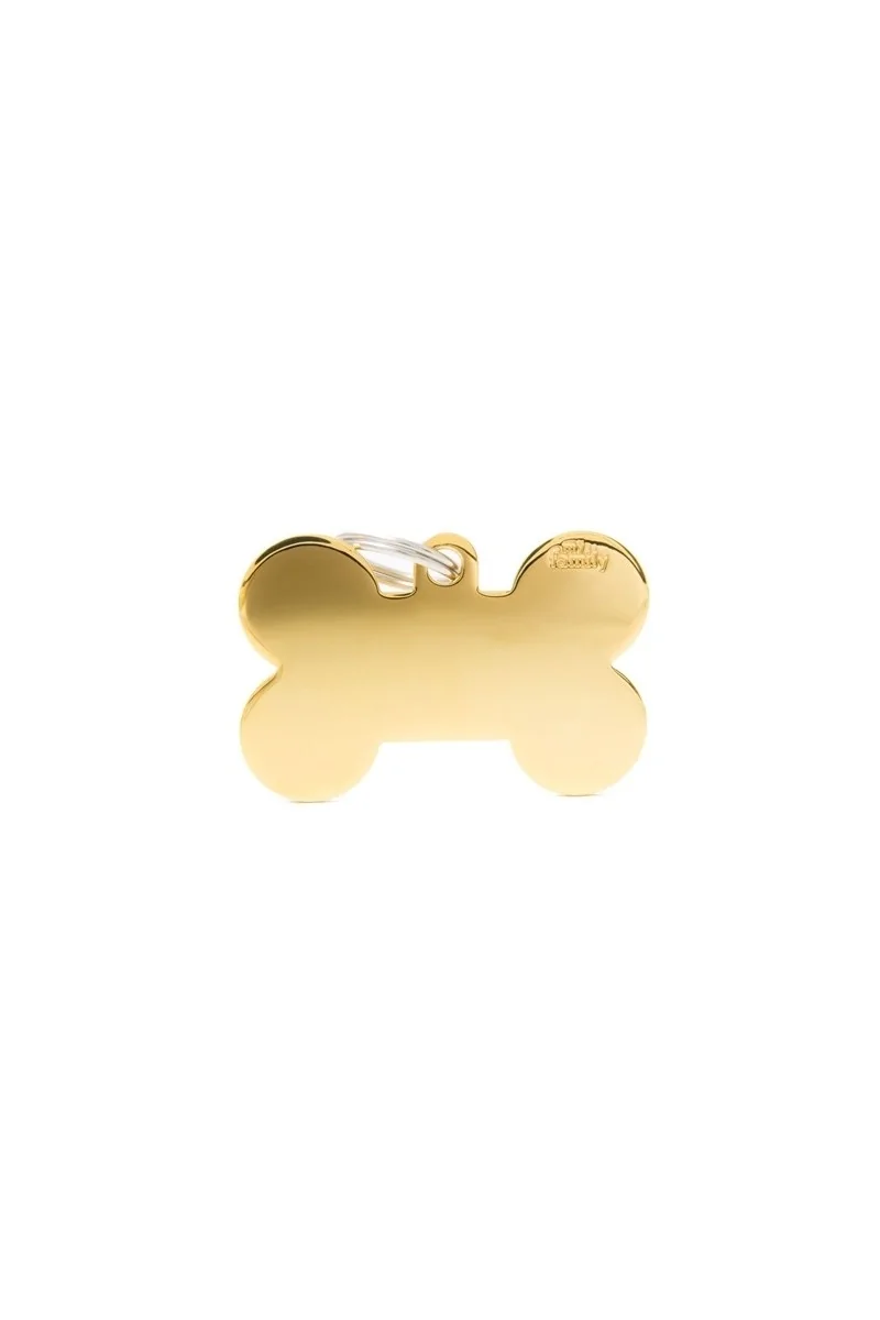 Chapas Perro  MFXL10 Hueso XL Bronce Dorado