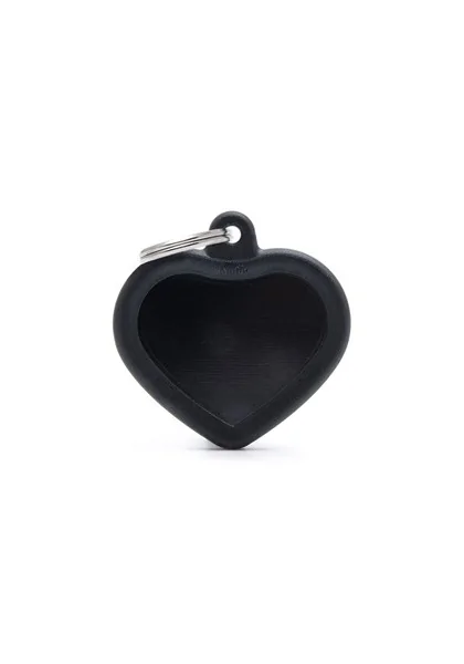 Chapas Gato,Perro  Hta02Black Corazón Aluminio Con Goma Negro