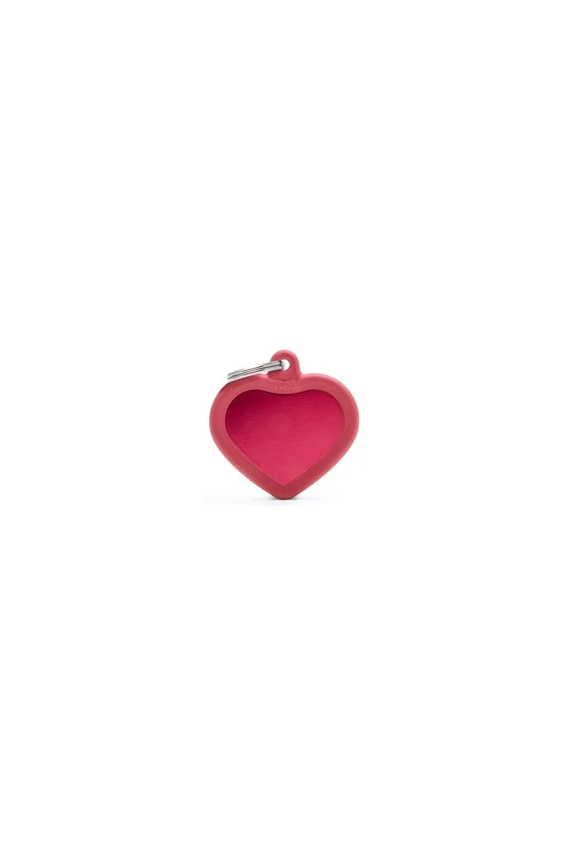 Chapas Gato,Perro  Hta02Red Corazón Aluminio Con Goma Rojo