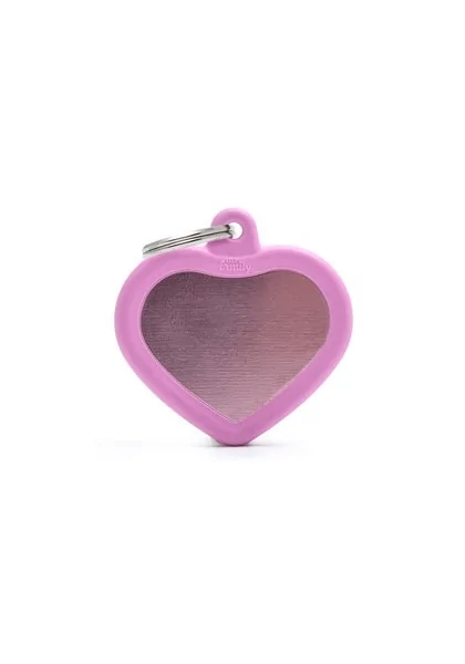 Chapas Gato,Perro  Hta02Pink Corazón Aluminio Con Goma Rosa