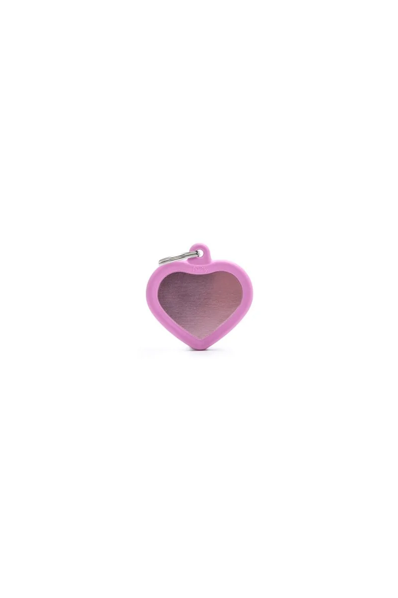 Chapas Gato,Perro  Hta02Pink Corazón Aluminio Con Goma Rosa