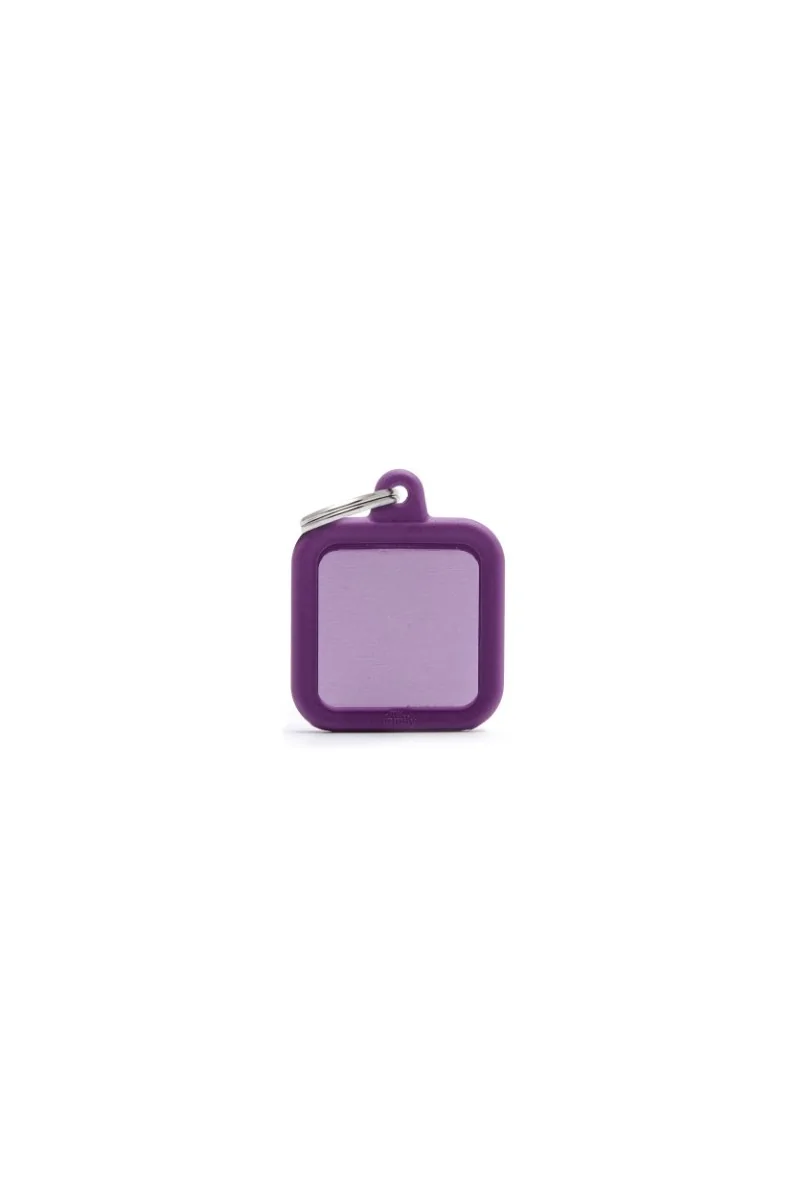 Chapas Perro  Hta03Purple Cuadrado Aluminio Con Goma Lila