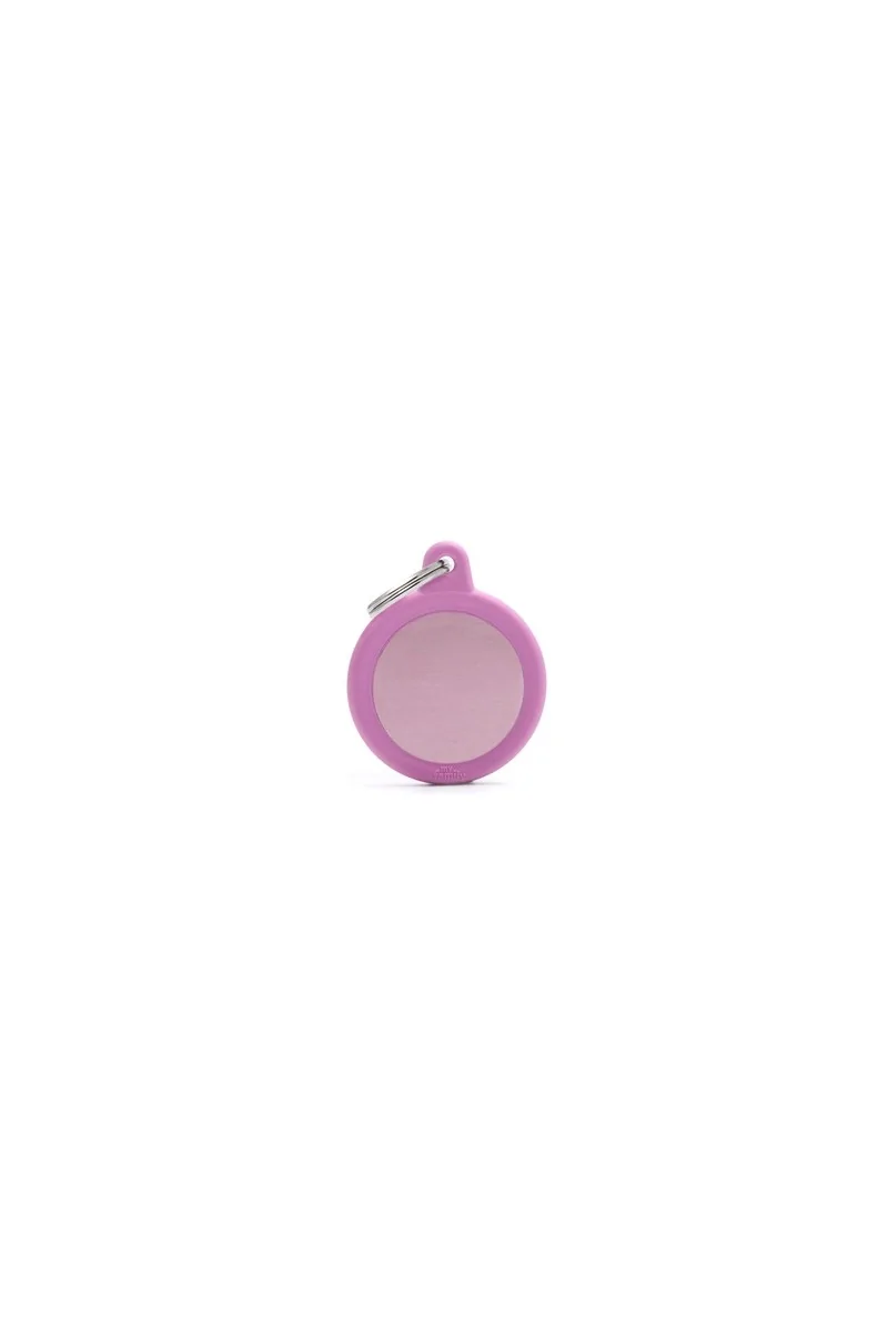 Chapas Gato,Perro  Hta04Pink Círculo Aluminio Con Goma Rosa