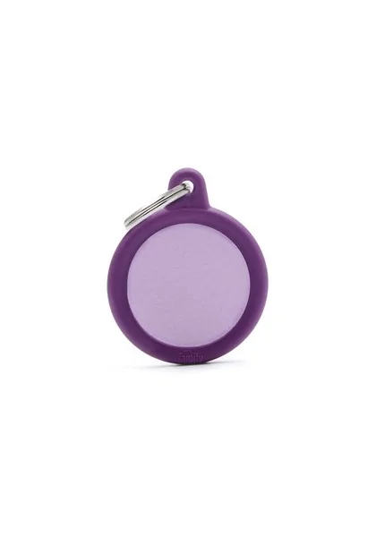 Chapas Gato,Perro  Hta04Purple Círculo Aluminio Con Goma Lila