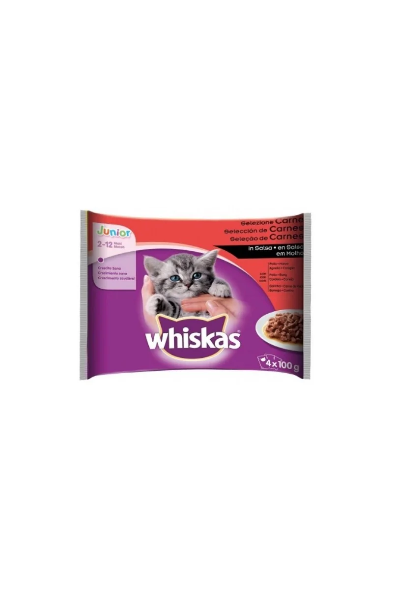 Comida Húmeda Gato Puppy Whiskas Multi Junior Selec Carnes 4x100gr