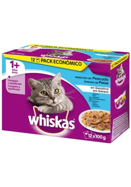 Comida Húmeda Gato Adulto Whiskas Multi 1+ Selec Pescado 12x100gr