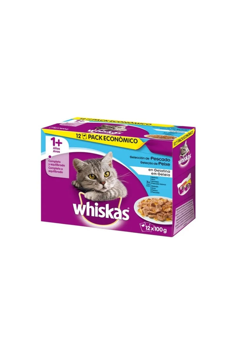 Comida Húmeda Gato Adulto Whiskas Multi 1+ Selec Pescado 12x100gr