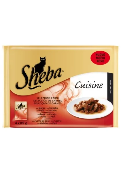 Comida Húmeda Gato Adulto Sheba Carne En Salsa 4X85Gr