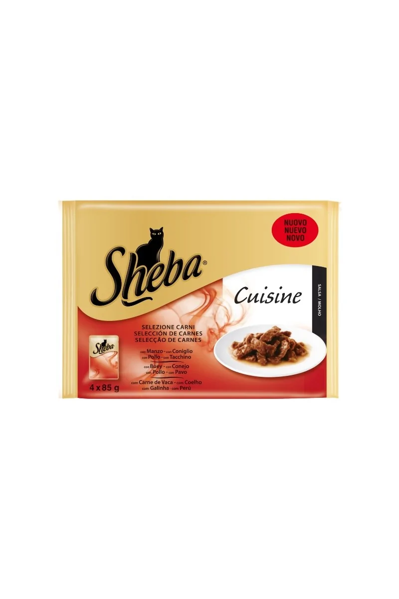 Comida Húmeda Gato Adulto Sheba Carne En Salsa 4X85Gr