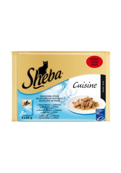 Comida Húmeda Gato Adulto Sheba Pescado En Salsa 4X85Gr