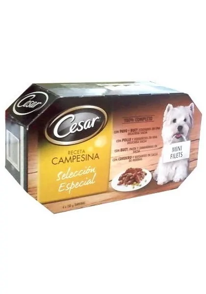 Comida Húmeda Perro Adulto Cesar Multipack Receta Campesina 4*150Gr